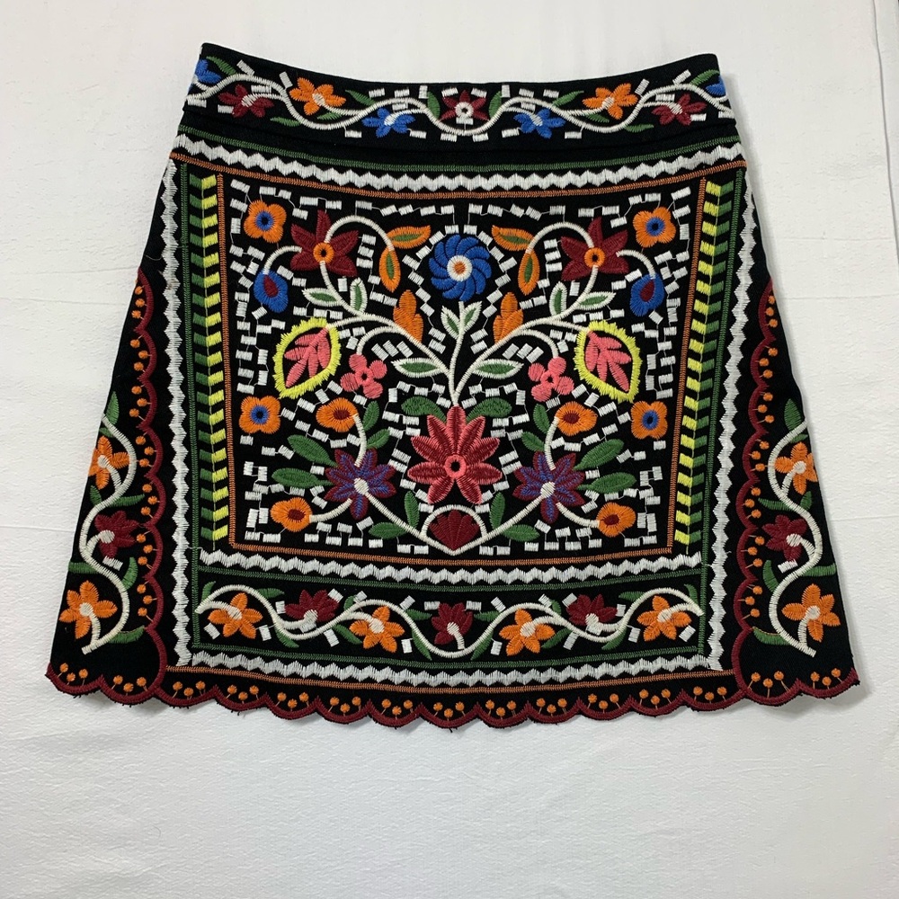 Embroidered LuLu’s black skirt